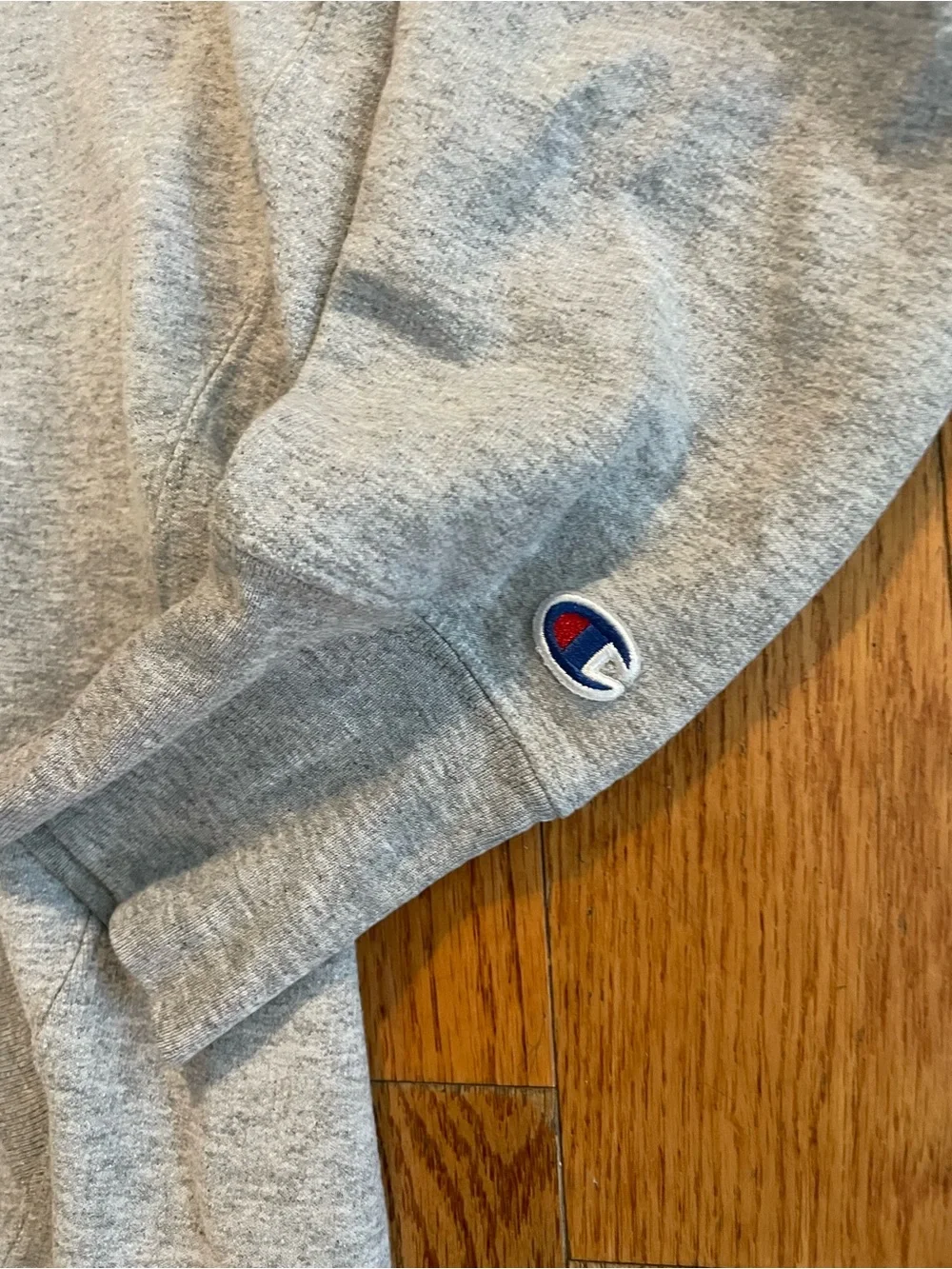 Champion Kids Gray Pullover Hoodie With Blue Graphics Size L